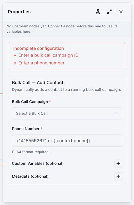Add to Bulk Call settings
