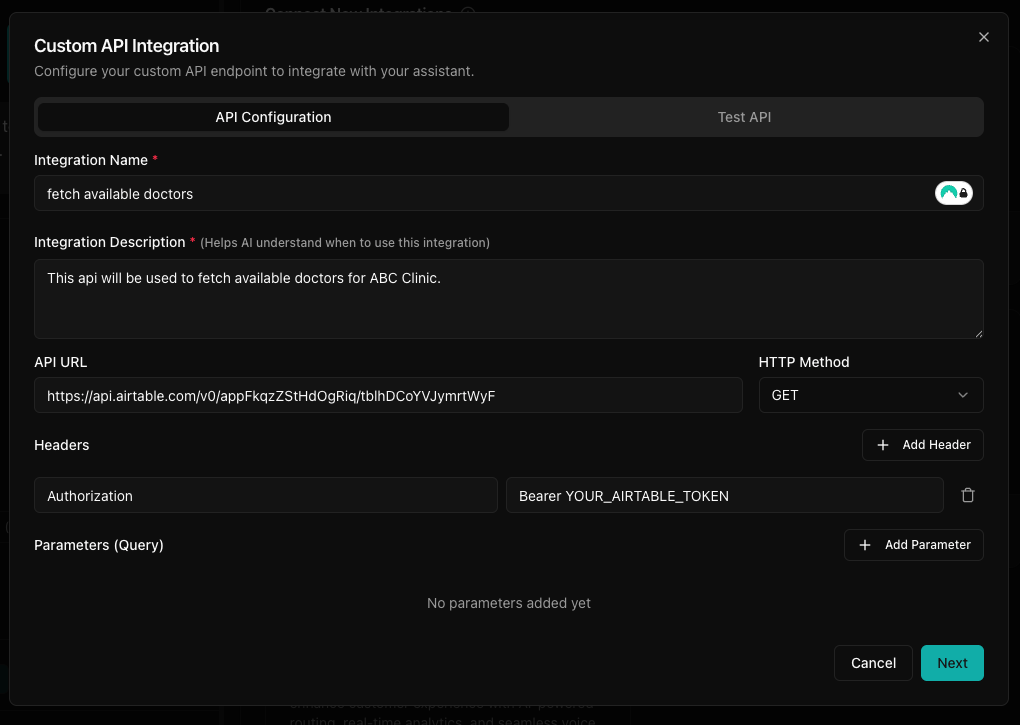 Custom API Airtable integration sample