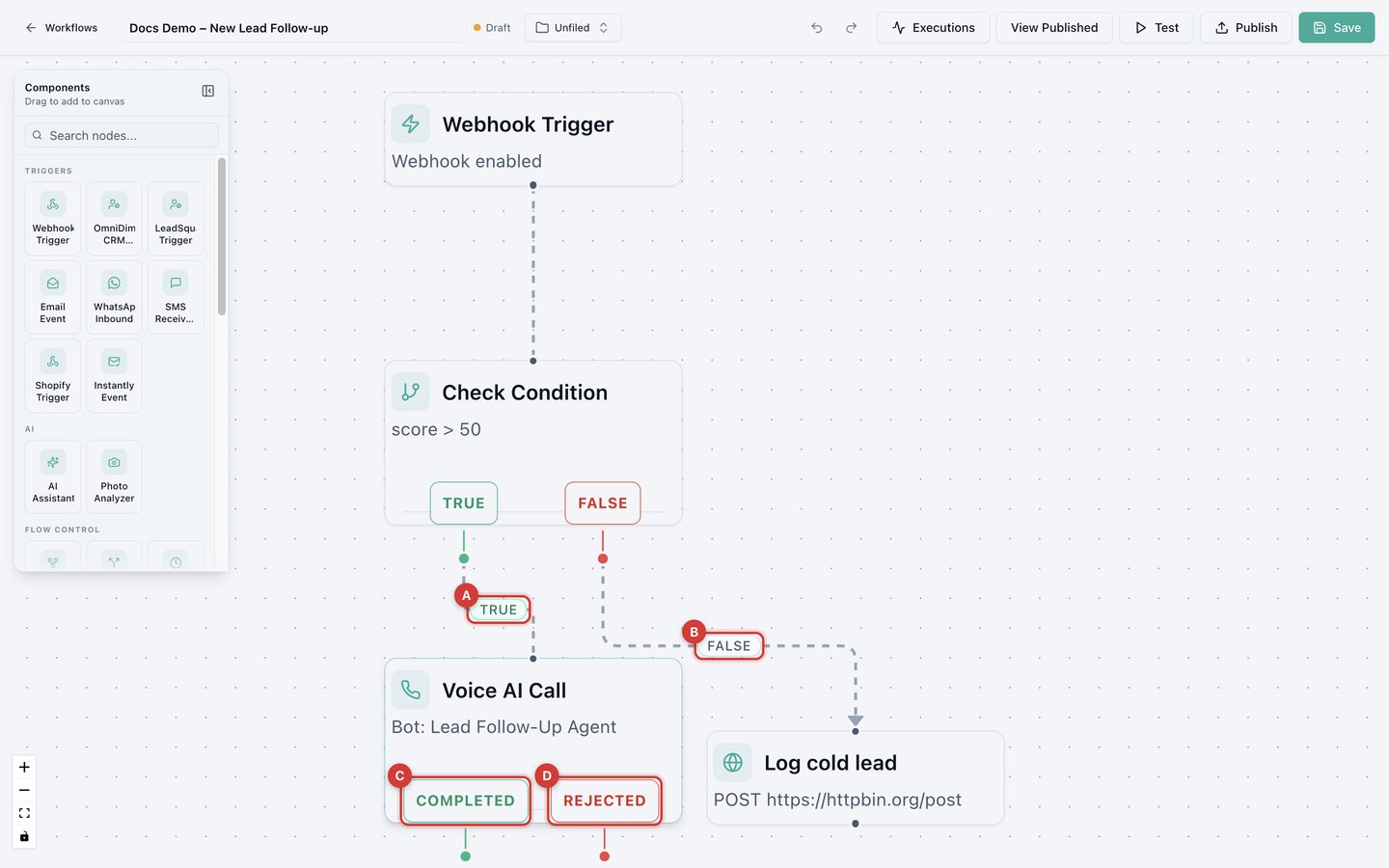 Condition and Voice AI Call branches