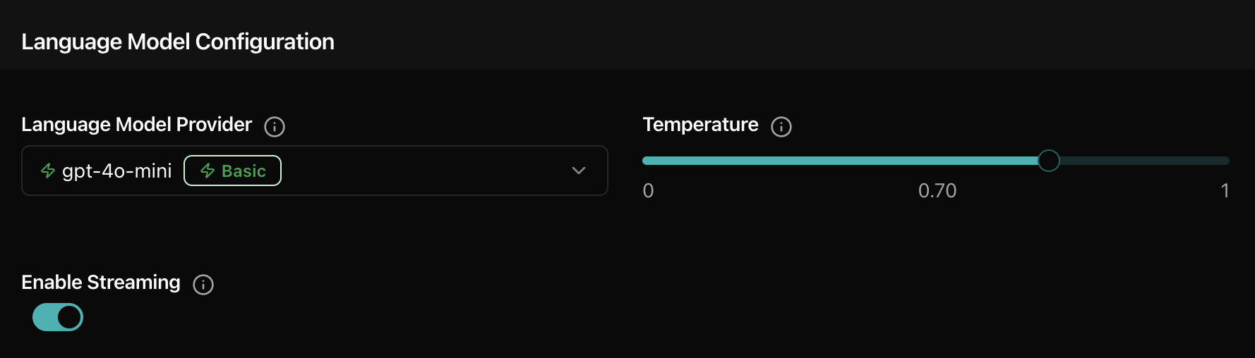 Language model settings