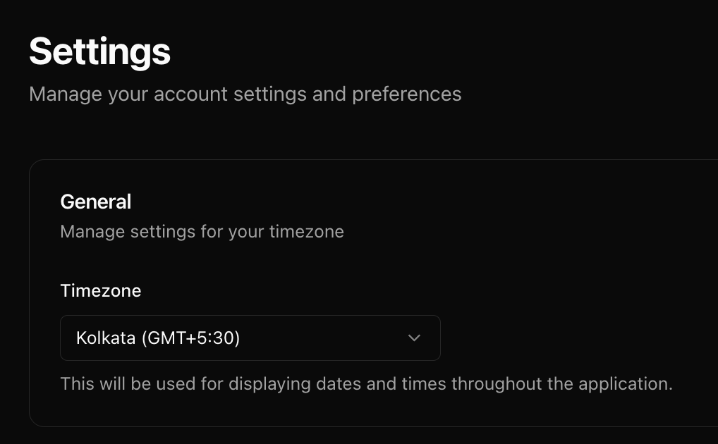 Timezone configuration