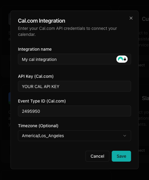 Fill in integration details