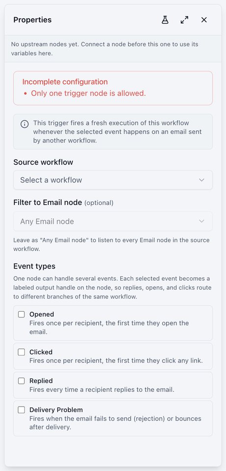 Email Event settings
