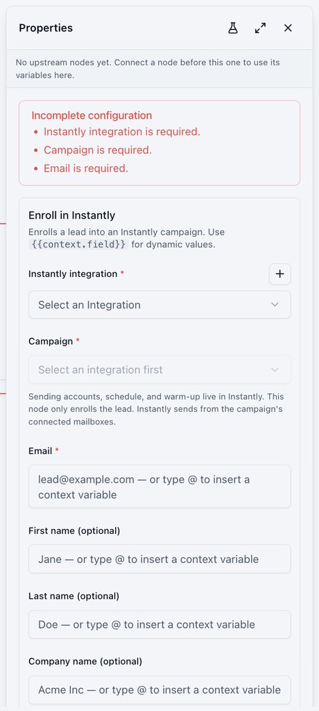 Enroll in Instantly settings