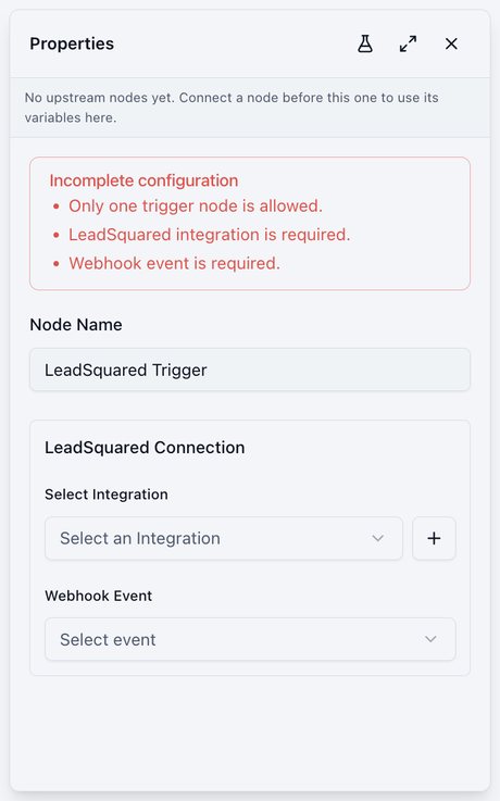 LeadSquared Trigger settings