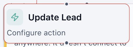 LeadSquared Update node on the canvas