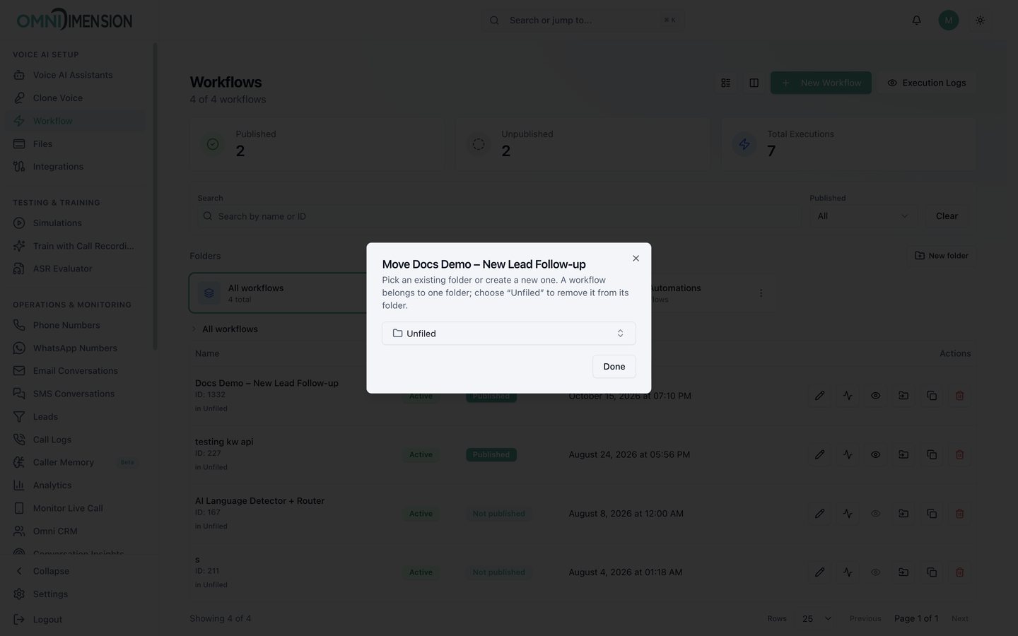 The Move to folder dialog