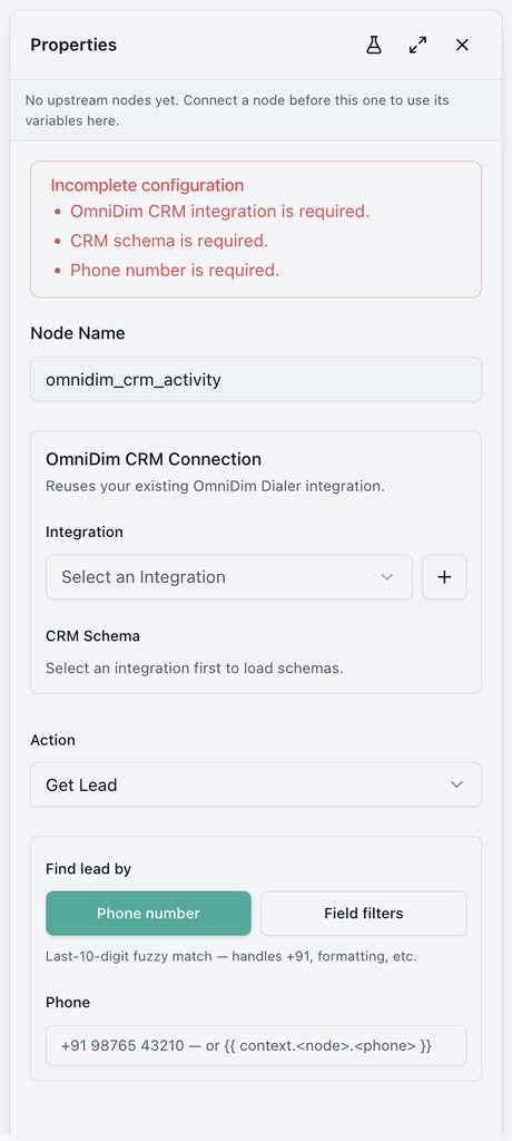OmniDim CRM Activity settings