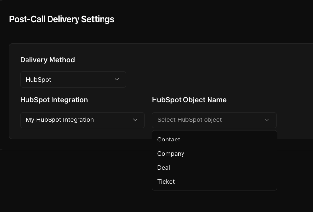 HubSpot integration configuration