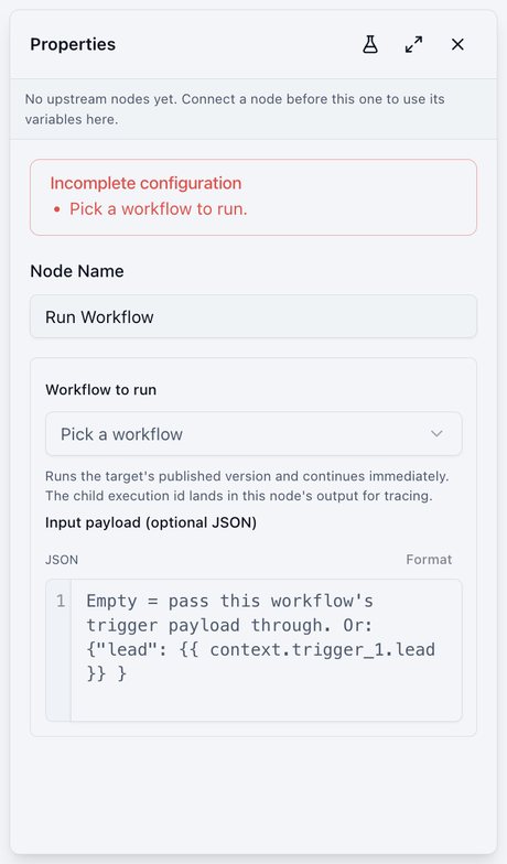 Run Workflow settings