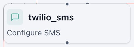Send SMS (Twilio) node on the canvas