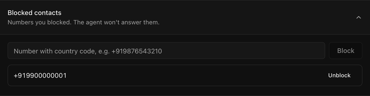 Blocked contacts