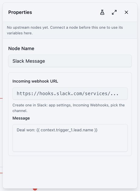 Slack Message settings