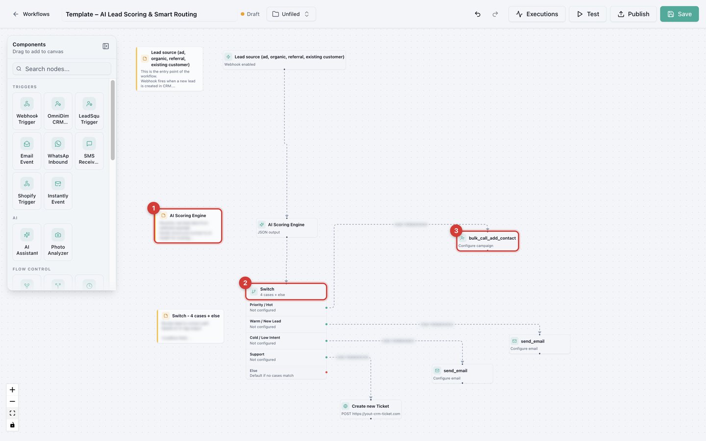 The AI Lead Scoring and Smart Routing template
