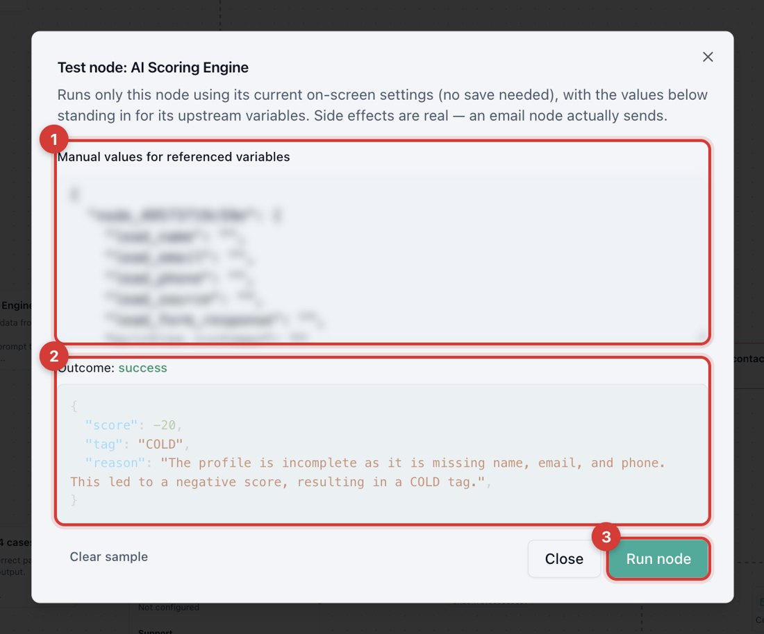 Testing a single AI node