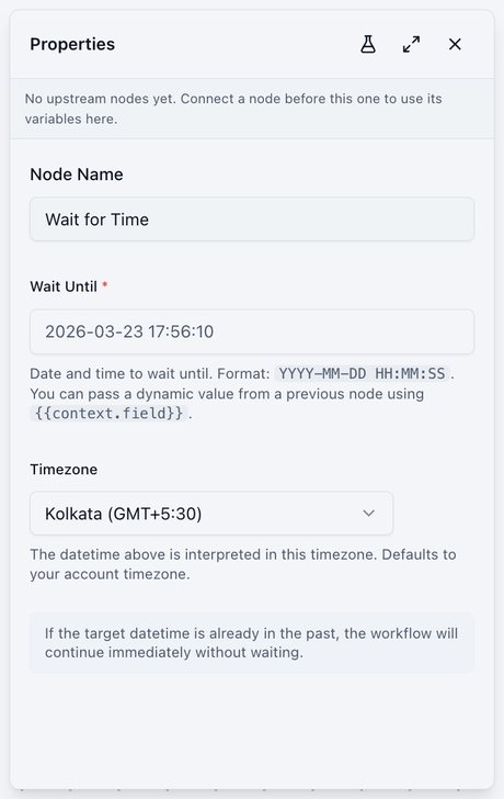 Wait for Time settings