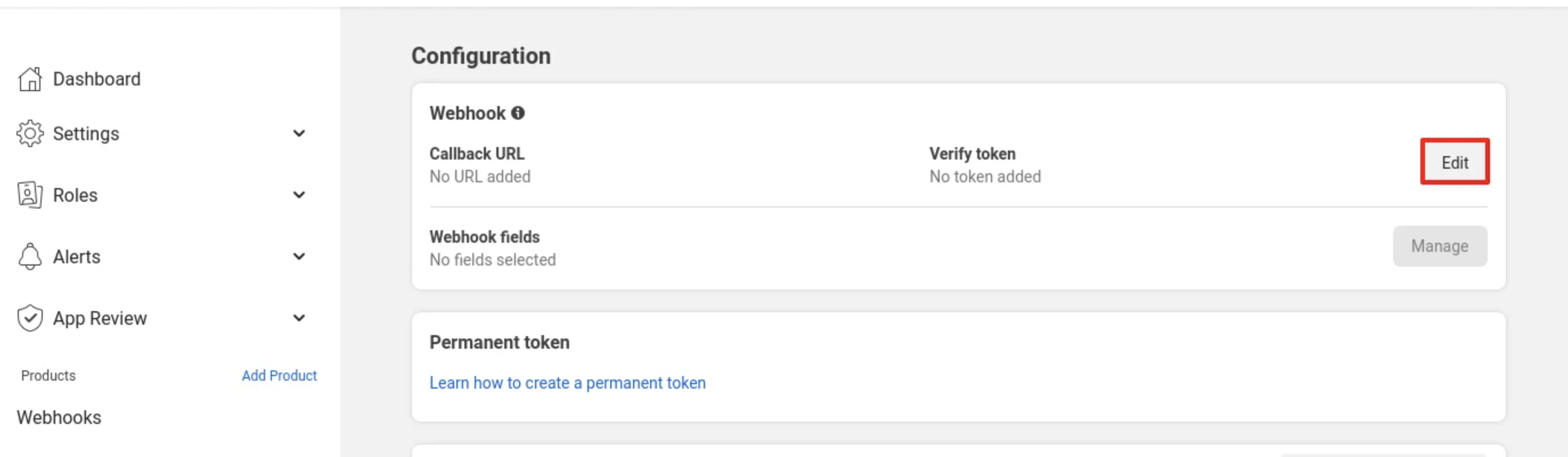 WhatsApp webhook configuration in the Meta App Dashboard