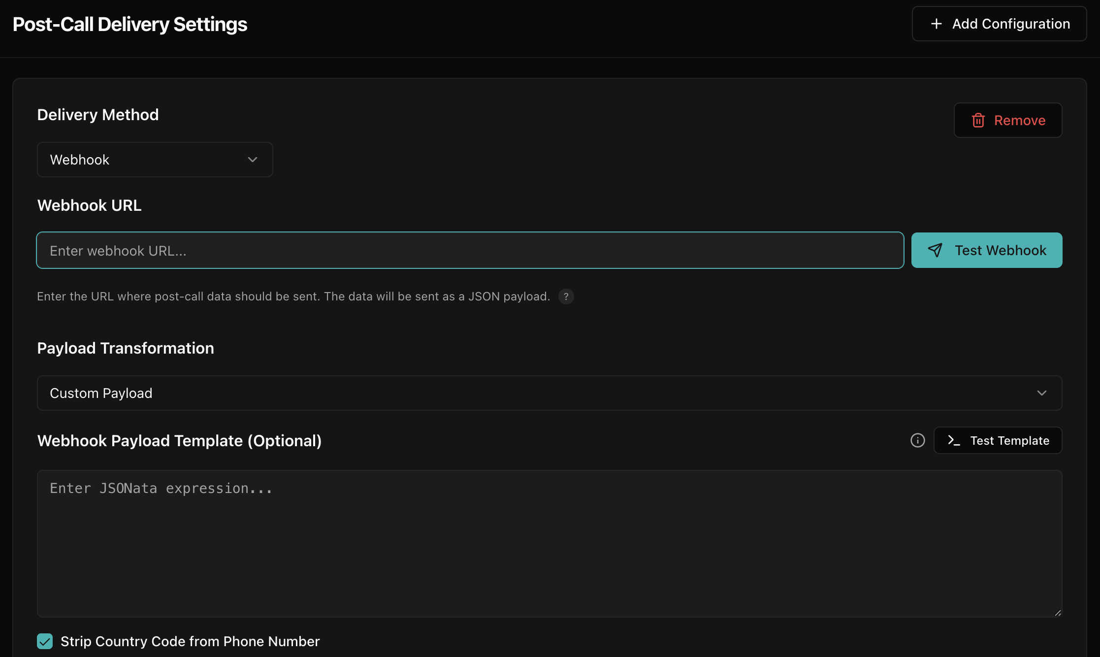 Webhook configuration