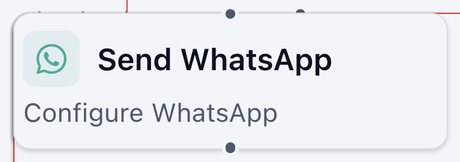 WhatsApp node on the canvas