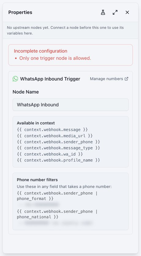 WhatsApp Inbound settings