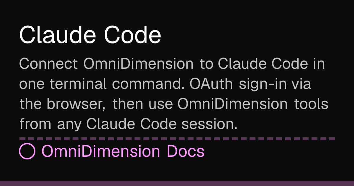 Claude Code | OmniDimension Docs