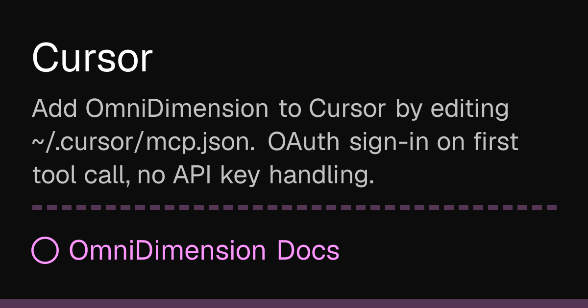 Cursor | OmniDimension Docs