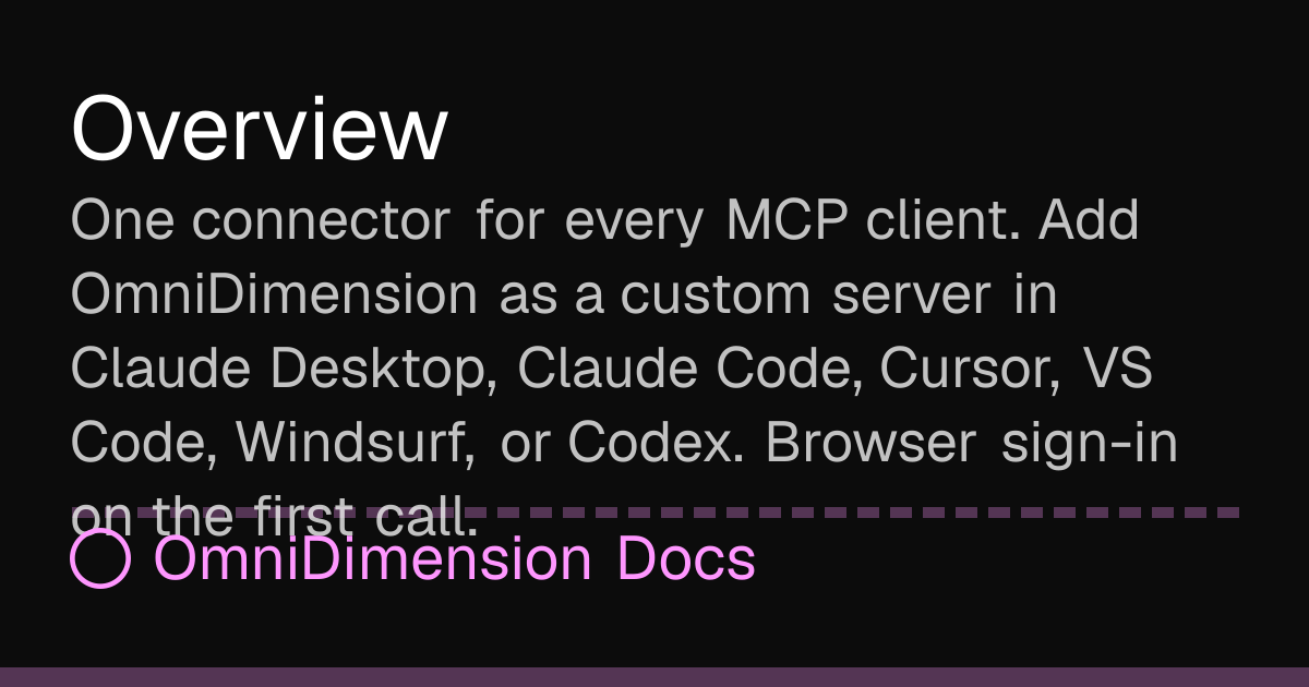 Overview | OmniDimension Docs