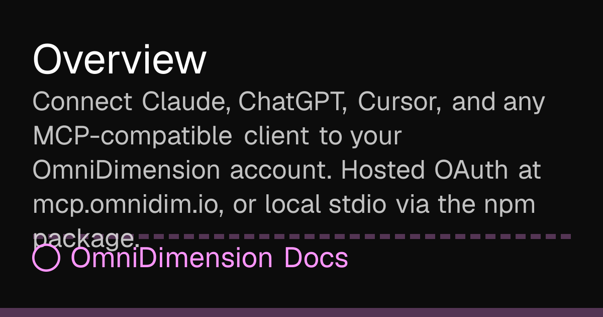 Overview | OmniDimension Docs